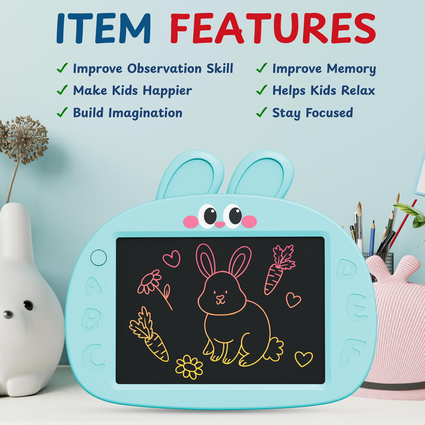 Cartoon Rabbit LCD Drawing Board for Kids