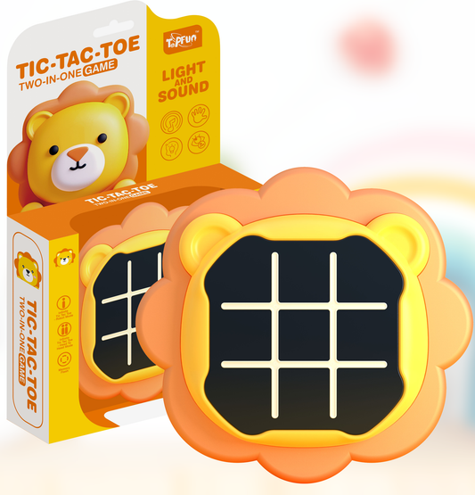 Tic-Tac-Toe Two-in-One Game – Cute Lion-Shaped Interactive Light & Sound Toy for Kids